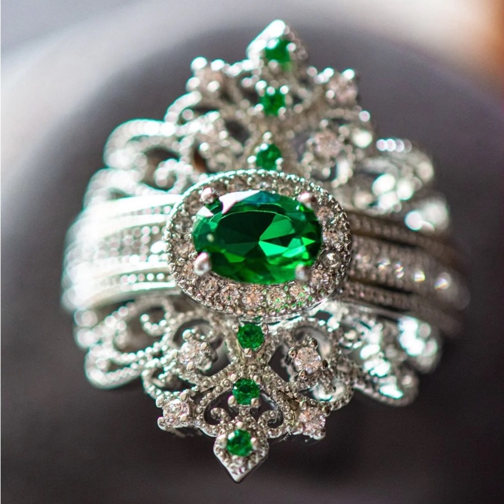 Emerald Eden Sterling Silver Ring - S925 Stamped 1”